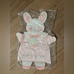 Vintage House of Hatten Cloth Bunny Nursery Wall Hanging Art Soft Plush Pink NWT